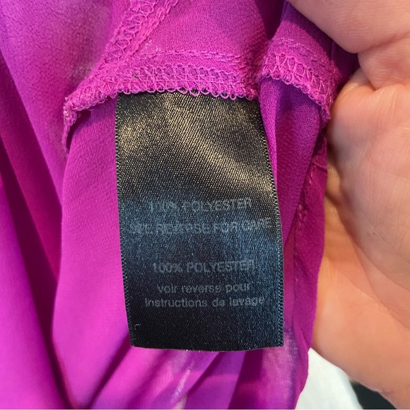 PATTERSON J. KINCAID Fuschia Semi Sheer Blouse Medium - Picture 7 of 7